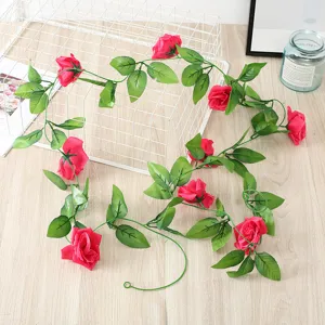 Artificial rose flower vine silk floral garland for wedding arch home decoration party