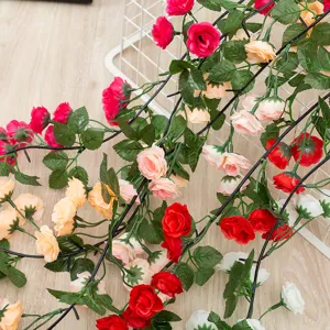 Artificial rose flower vine decoration silk floral garland for wedding arch home party decor
