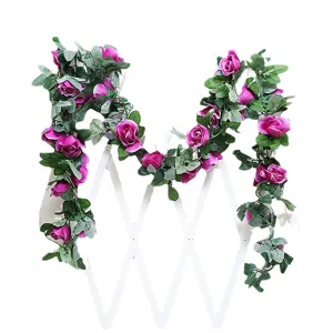 Artificial rose vine floral garland with green leaves for wedding party home decor