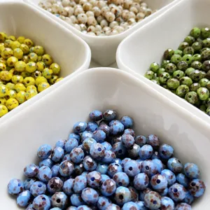 Czech fire polished faceted round glass beads 6mm DIY jewelry making craft supply detail