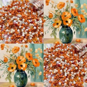 Orange white gold glass seed beads for DIY handmade bracelets, necklaces, and ring materials.