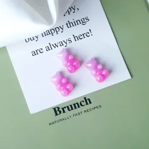 Cute gradient resin gummy bear cabochons for DIY earrings and hair clips accessories.