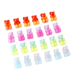 Colorful gradient resin gummy bear charms, cute DIY craft accessories for hairpins and earrings.