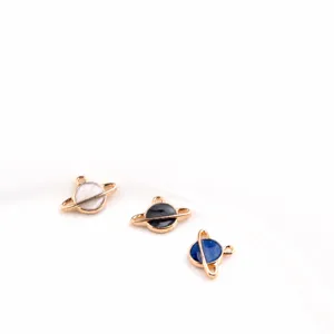 Alloy satellite pendant DIY jewelry accessory, enamel planet charm for earrings making.