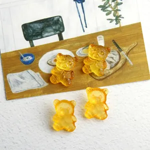 Translucent jelly bear flatback resin charms for DIY jewelry, earrings, and phone case crafts.