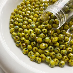 Czech fire-polished faceted beads 6mm Picasso style round beads for DIY jewelry making crafts