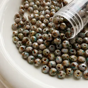 Czech fire polished faceted glass beads 6x5mm Picasso round spacer DIY jewelry making