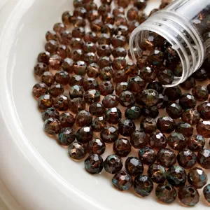 Czech fire polished faceted round beads for DIY handmade jewelry crafting 6x5mm size