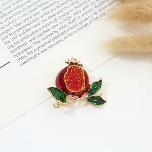 Exquisite Pomegranate Rhinestone Brooch Alloy Enamel Fruit Pin Coat Dress Accessories Jewelry