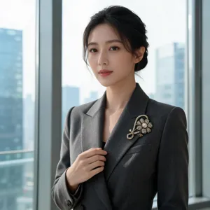 Exquisite floral brooch pin for women featuring pearl and sparkling rhinestones for chic daily look.