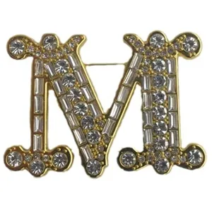 Goldfarbene Kristall M Buchstaben Brosche elegante Strass Nadel Mode Schmuck Accessoire