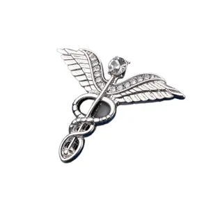 Broche de ala de ángel con diamantes de imitación retro aleación cristal para traje