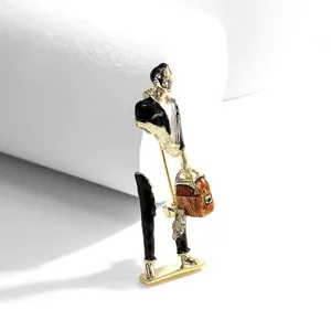 Enamel urban person brooch fashion metal pin for women jacket accessories stylish jewelry