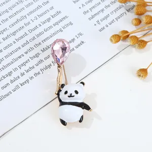 Lindo panda diamantes imitación globo aleación broche moda ropa accesorio regalo