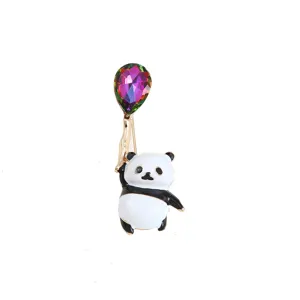 Lindo panda diamantes de imitación globo broche aleación esmalte joyería detalle vista