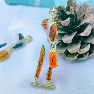 Enamel urban person brooch chic gold plated fashion clothing pin accessory for women