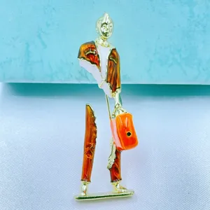 Enamel abstract urban fashion figure brooch stylish women lapel pin for cardigan coat