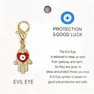 Pendentif porte-clés de sac en alliage doré main de Fatima mauvais œil bijou élégant