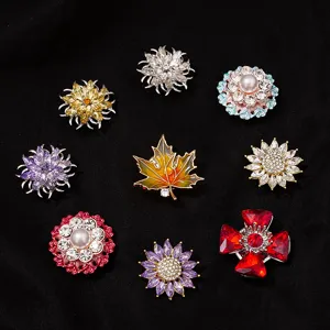 Magnetische Brosche Spelden Voor Vrouwen Bloem Esdoornblad Strass Kunstparel Anti-blootstelling Gesp High-end Kleding Accessoires Speld