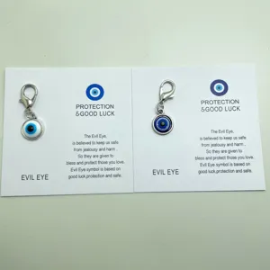 Porte-clés pendentif mauvais œil avec emballage de carte de vœux porte-bonheur.