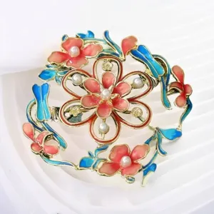 Broche De Flor De Peonía Estilo Chino Esmalte Elegante Vintage Mujer Joya Accesorio