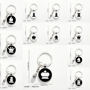 Internationales Schach Schlüsselanhänger Zinklegierung Zeit Edelstein Schlüsselring Anhänger Für Auto Tasche Dekoration Kreativ Schachfigur Geschenk