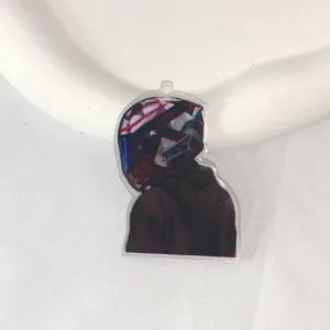 Cartoon motorcycle sports acrylic printed DIY keychain accessory pendant for keys decoration.