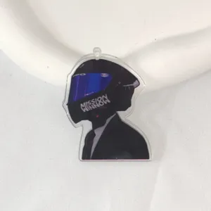 Acrylic motorcycle helmet keychain pendant DIY accessory stylish racing bag charm gift