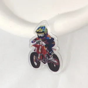 Cartoon motorcycle acrylic printed DIY keychain accessory charm pendant for bag decoration