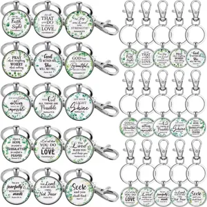 Christelijke Bijbeltekst Sleutelhanger Inspirerende Religieuze Citaten Glazen Hanger Zinklegering Sleutelring Cadeau