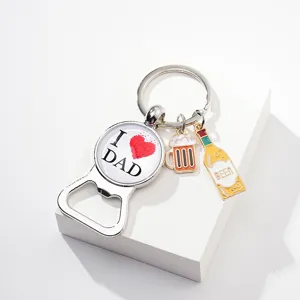 Kreativer metallener Bierflaschenöffner Schlüsselanhänger Papa Motiv Anhänger Geschenk.