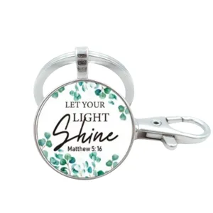 Klassiek citaat thema metalen sleutelhanger met glazen cabochon hanger inspirerend bijbelvers ontwerp.