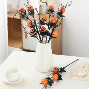 Halloween decorative pumpkin branches black spooky floral bouquet for home party decor details