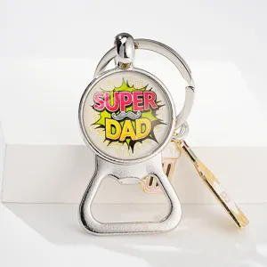 Kreativer amerikanischer Bieröffner Schlüsselanhänger mit coolem Comic Dad Metallring.