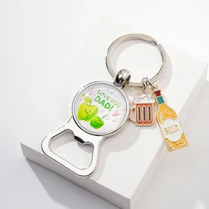 Kreativer Metall Bier Flaschenöffner Schlüsselanhänger mit Apfel Anhänger für Geschenk.