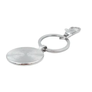 Portachiavi vuoto in metallo argentato con chiusura a moschettone e anello per creazione gioielli.