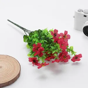 Artificial eucalyptus flower bouquet faux floral arrangement for home decor and outdoor landscaping.