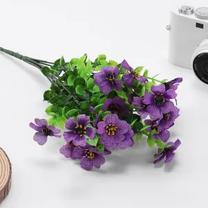 Artificial purple violet eucalyptus flower bouquet for home decor and outdoor landscaping SKU.