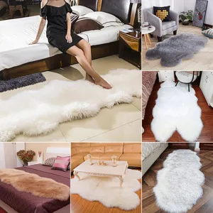 Tapis en fausse fourrure peau de mouton pelucheux irrégulier pour chambre salon canapé