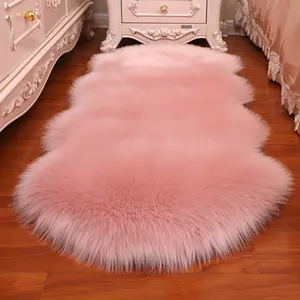 Tapis en Fausse Laine Irrégulier Moelleux Doux Shaggy Pour Salon Chambre Moderne Minimaliste