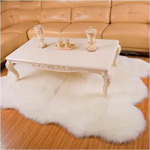 Tapis en fausse fourrure irrégulier moelleux blanc tapis de sol pour salon et chambre