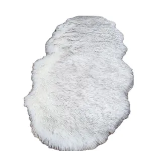 Tapis en fausse fourrure blanche moelleux tapis pelucheux irrégulier pour chambre