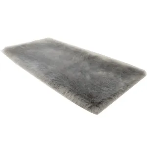 Tapis de fourrure synthétique gris moderne et minimaliste, tapis de sol moelleux pour chambre.