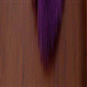 Purple synthetic hair extension strand detail view, smooth and soft texture for styling.