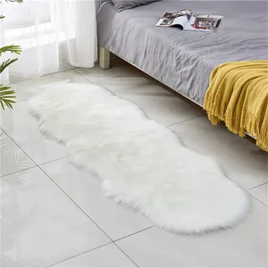 Modern Minimalist Solid Color Faux Fur Rug Soft Fluffy Bedside Mat Living Room Bedroom Floor Mat Home Decor