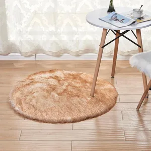 Runder Kunstwoll-Flokati-Teppich, weicher Acryl-Langflor-Bettvorleger für das Schlafzimmer.