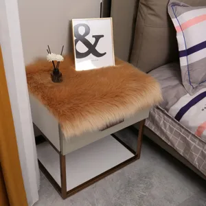 Thickened faux wool bedside table mat, long plush desk mat and cozy bedroom decor items.