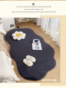 Modern luxury irregular cloud bedside rug for minimalist bedroom aesthetic and wardrobe mat detail