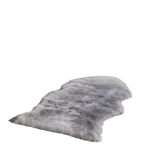 Alfombra de piel sintetica mullida suave gris peluda para sala de estar dormitorio silla