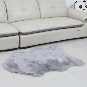 Fluffy faux wool area rug, thick plush sheepskin rug for living room bedroom decor.